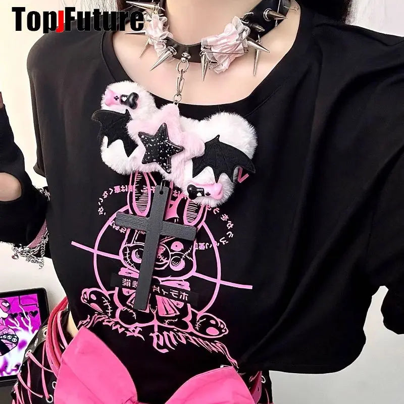 Women Y2K Girl bloody punk Harajuku Gothic Lolita sick injured short necklace Halloween cosplay props subculture Chokers Choker