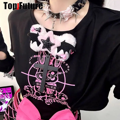 Women Y2K Girl bloody punk Harajuku Gothic Lolita sick injured short necklace Halloween cosplay props subculture Chokers Choker