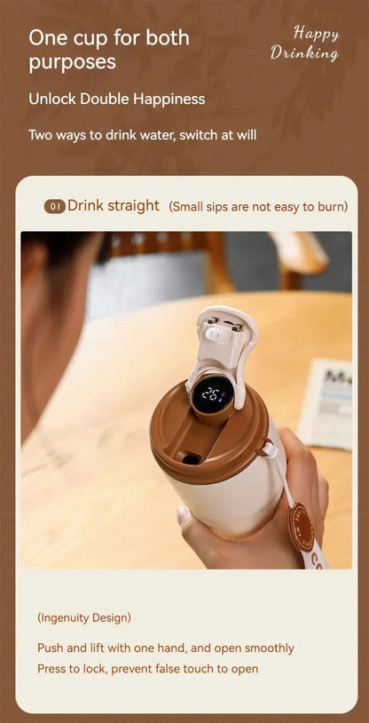 450ML Coffee Cup LED Temperature Stainless Steel Thermo Water Bottle  Display Keep Cold and Heat Thermal Mug Travel Vacuum Flask