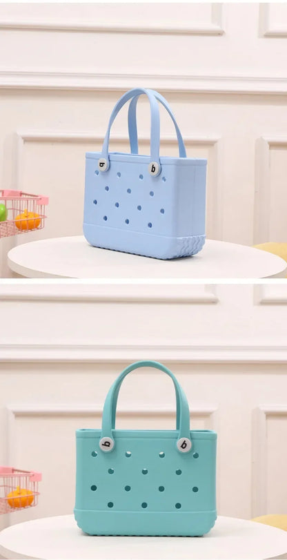 Waterproof Summer Storage Basket Mini Kid Beach Bogg Bag Women Shopping Bag Picnic Rubber Jelly Tote Bogg Bag Kid Purses
