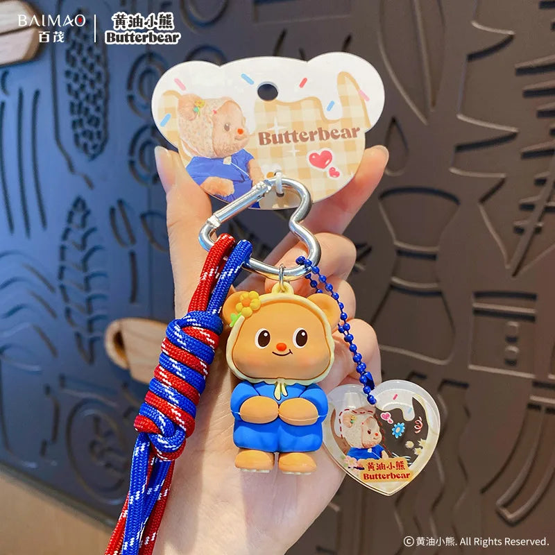 Cartoon Butter Bear Keychain Pendant Cute Fashion Doll Creative Car Keychain Ring Luggage Accessories Gift for Children