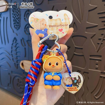 Cartoon Butter Bear Keychain Pendant Cute Fashion Doll Creative Car Keychain Ring Luggage Accessories Gift for Children