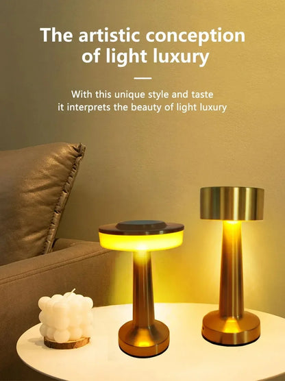 LED Table Light 3 Color Modes Retro Coffee Table Lamp with Touch Control Mushroom & Dumbbell Styles Sensor Rechargeable Night