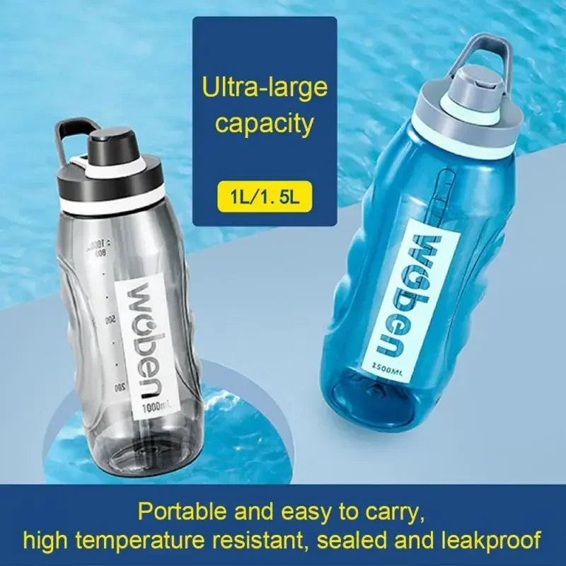 1/1.5L Leak Proof Water Cup Environmentally Plastic Water Bottles Sports Bottle Large Capacity Travel Water Bottle Flip