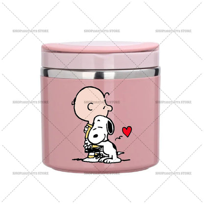 630ml Snoopys Food Thermal Jar Insulated Soup Cup Stainless Steel Vacuum Lunch Box with Handle Portable Sealed Bento Boxes Gift