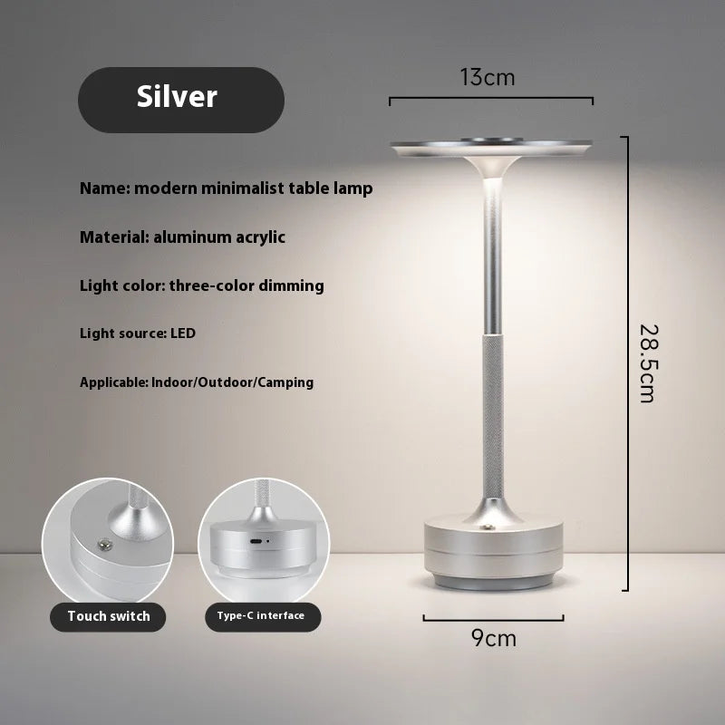 USB Charging Table Lamp Aluminum Restaurant Bar Desk Lamp Dimming Atmosphere USB Charging Touch Switch Decoration