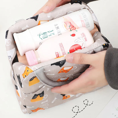 Large Capacity Lunch Bags Children's Cartoon Printed Lunch Bag Portable Picnic Tote Waterproof Heat Insulation Food Storage Bags