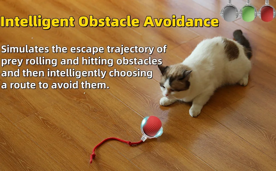 Self-Moving Automatic Cat Teaser Ball with Faux Tail Rechargeable Smart Sensor Cat Toy for Indoor Cats Cat Toys Interactive