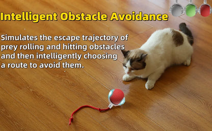 Self-Moving Automatic Cat Teaser Ball with Faux Tail Rechargeable Smart Sensor Cat Toy for Indoor Cats Cat Toys Interactive