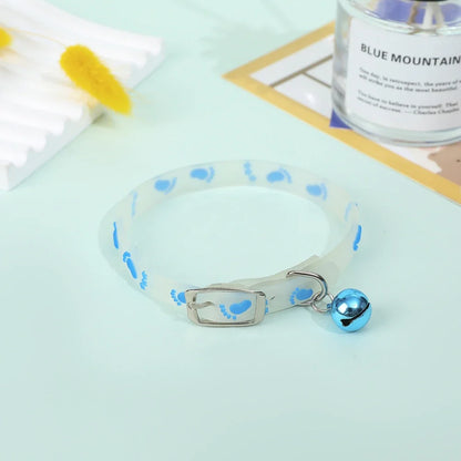 Pet Fluorescent Luminous Silicone Footprint Collar Cat Dog Luminous Collar Night Puppy Kitten Outdoor Anti-loss Pet Supplies