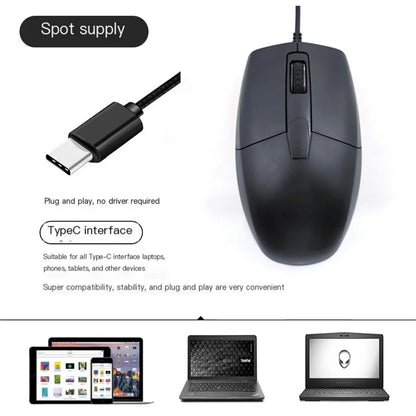 Wired Type-C Mouse Plug And Play System Compatible Light Weight Portable Low Noise Button Office Use Mause Business Office Mice