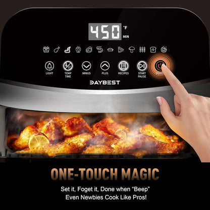 Ceramic Air Fryer Stainless Steel Shell Compact 6 QT for Small Family,  Max 450°F 12-in-1 Metal Airfryer Dual Heats 1700W