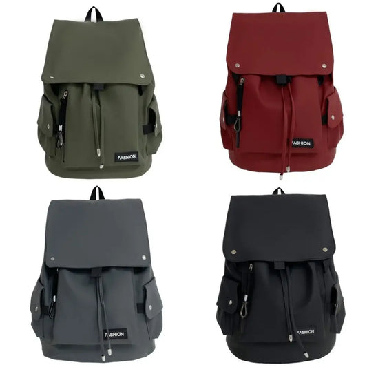 Large Capacity Men's Shoulder Bag Waterproof Multi Pocket Business Backpack Solid Color Lightweight Outdoor Storage Bag