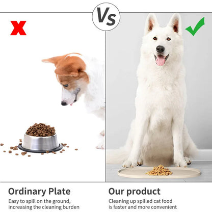 6-color available pet meal MATS, dog eating MATS, pet dog feeding MATS, silicone material, oval shape, easy to clean