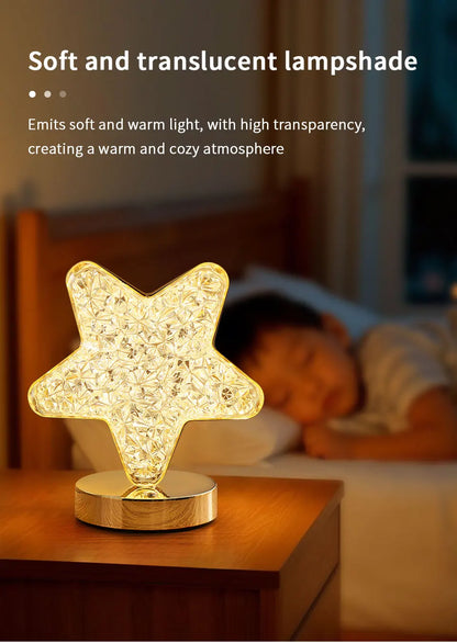 Moon Star Led Night Light Rechargeable Crystal Table Lamp Touch Switch Dimmable Ramadan Room Decor Ambient 3D Moon Lamp Eid Gift