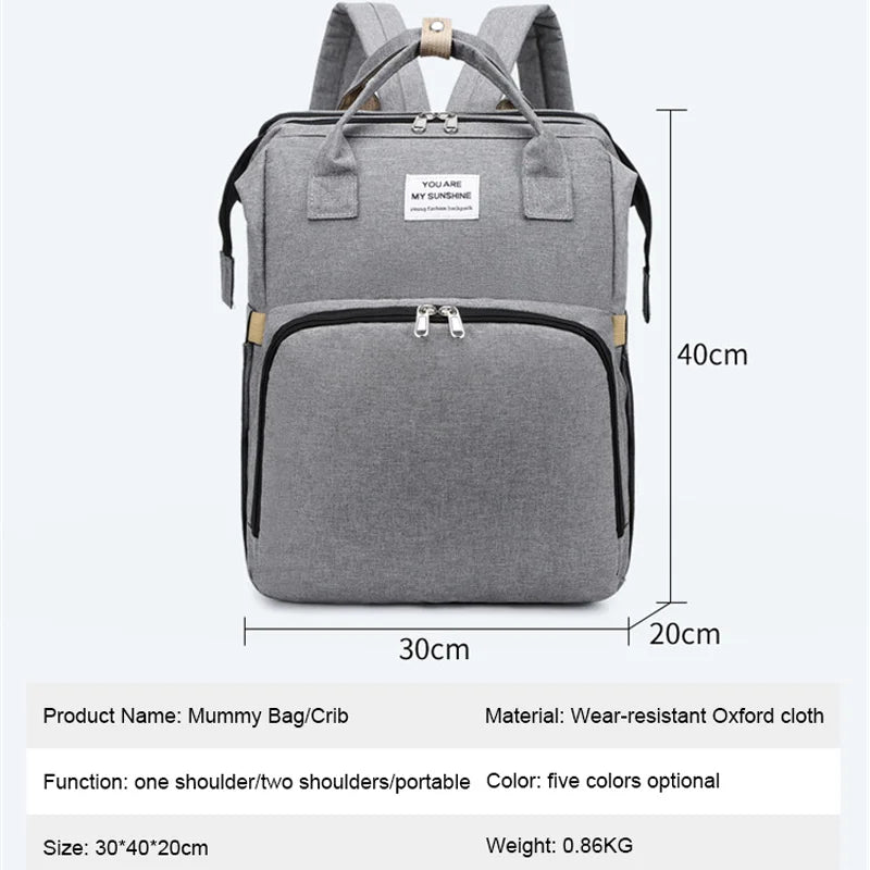 New Folding Mommy Bag Lightweight Portable Folding Crib Bed Large-capacity Baby Backpack Mommy Baby Diapers Bags Outting Bag