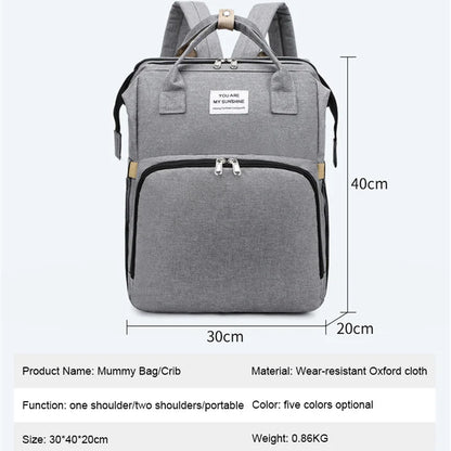 New Folding Mommy Bag Lightweight Portable Folding Crib Bed Large-capacity Baby Backpack Mommy Baby Diapers Bags Outting Bag