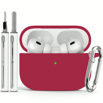 Earphone Case for AirPods Pro2 Cover with Cleaner Kit Soft Silicone Protective with Hook Wirless Headphones Cover