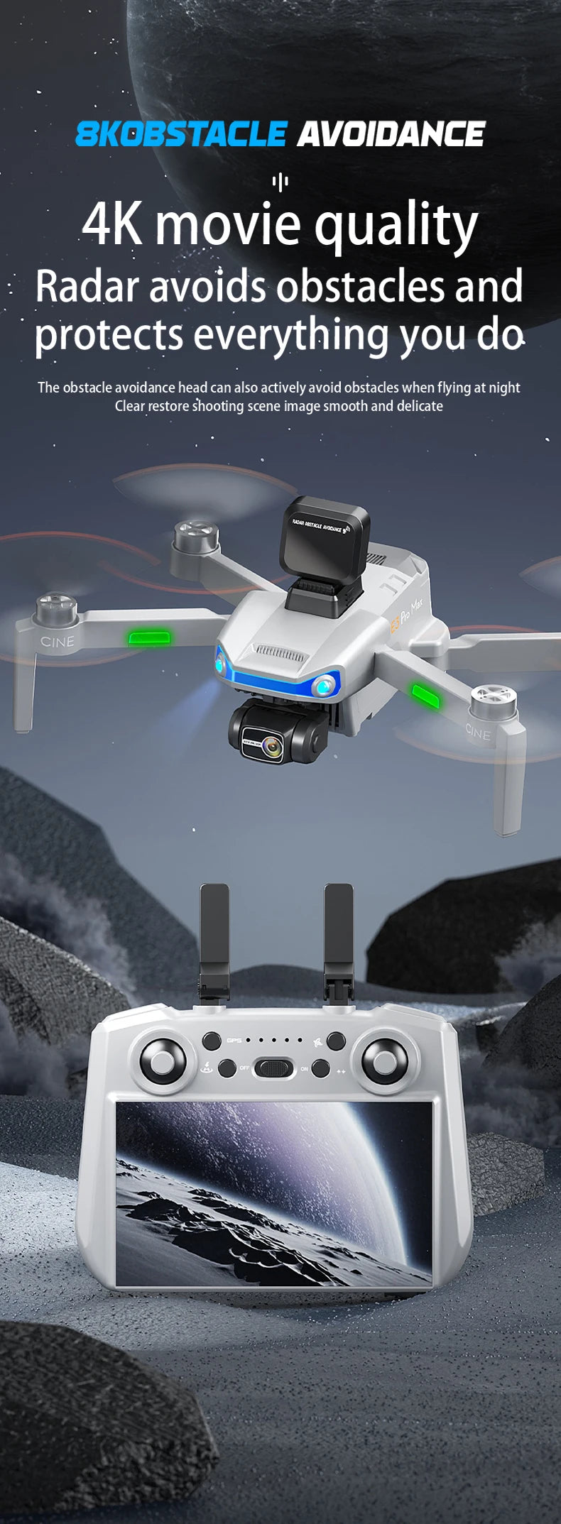 Drone professionnel AE3 Pro Max avec écran 360 ° Évitement d'obstacles sans brosse 8K double caméra 3 axes cardan quadrirotor FP