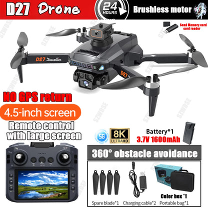 2025 New D27 Drone with Screen Remote Control Professional 8k Camera Four-Axis Aerial Photography 5G WIFI GPS FPV Dron RC 5000M