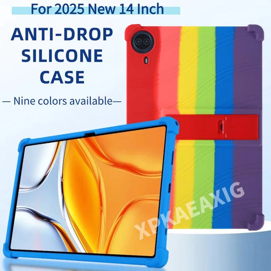 For 2025 New 14 Inch Big Screen Tablet  Case Protective cover Soft Silicone  Shockproof Adjustable Stand sleeve Shell