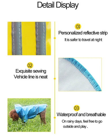 Small Dog Raincoat Reflective Waterproof Windproof Pet Dog Coat Puppy Cats Raincoat Chihuahua Bulldog Pets Cape Poncho Clothes