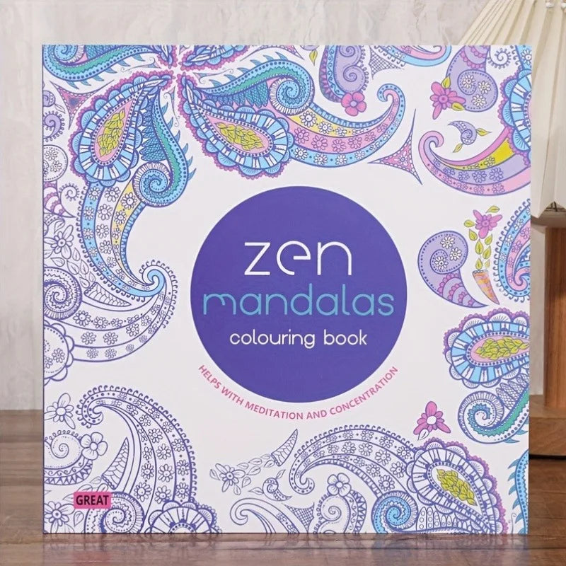 Mandalas Stress Relief Coloring Book English Edition, 128 pages thick 160g white cardboard, packaged in adult art mixed pattern