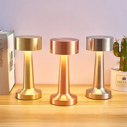 LED Table Lamp Retro Bar Coffee Table Lamp Rechargeable Touch Sensor Wireless Night Light Restaurant Living Room Decor Light