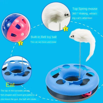 Funny Cat Toys for Indoor Cats Interactive Kitten Toys Roller Tracks with Catnip Spring Pet Toy with Exercise Balls Teaser Mouse