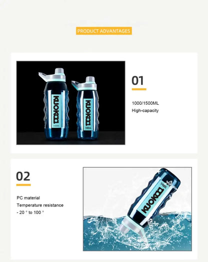 1/1.5L Leak Proof Water Cup Environmentally Plastic Water Bottles Sports Bottle Large Capacity Travel Water Bottle Flip