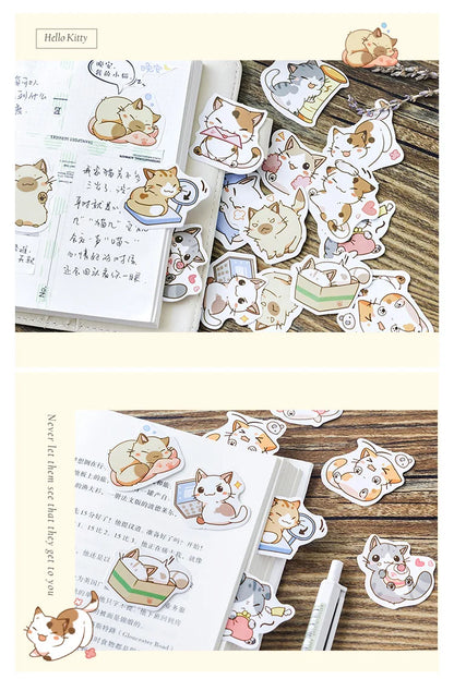 45 Pcs/Box My Naughty Cats Kawaii Mini Paper Sticker Diy Diary Album Scrapbooking Decoration School Supplies Stationery Stickers