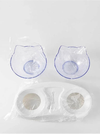 Pet Double Bowl Cat Bowl Dog Bowl with Stand Transparent Double Bowl Pet Feeding Cat Water Bowl Cat Food Pet Bowl Dog Feeder