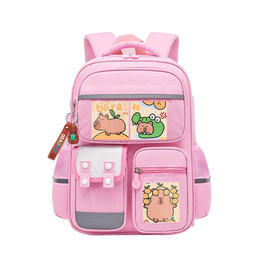 Multi-Compartment Capybara Backpack Waterproof Oxford Cloth Cartoon Animal School Bag Lightweight with Reflective Strip
