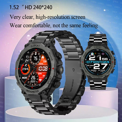 Outdoors Watches Men And Women 1.52”HD Bluetooth Call Health Tracking Alarm Clock Flashlight Sports Multifunction SmartWatches