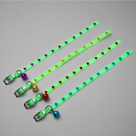 Fashion Pet Glowing Collars with Bell Glow at Night Dogs Cats Necklace Light Luminous Neck Ring Accessories for Kitten and Puppy
