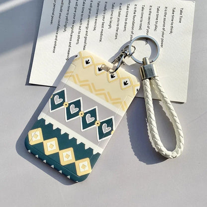 Student Identity Badge Card Cover with Neck Strap Bag Geometric Women Men Work Badge Bus Credit Card ID Holder Bags with Lanyard