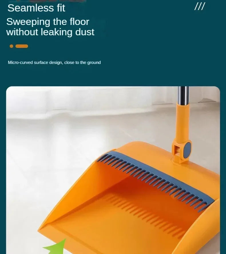 Cleaning Foldable Dustpan Broomstick Sweeping Set Rotating Hair Tools Broom Multi-functional Soft Stainless Combination