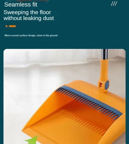 Cleaning Foldable Dustpan Broomstick Sweeping Set Rotating Hair Tools Broom Multi-functional Soft Stainless Combination