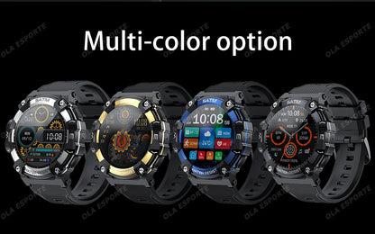New Outdoor Military Smartwatch For Men Health Monitor Bluetooth Call Voice Assistant GPS Sports Waterproof Men Smartwatch 2024