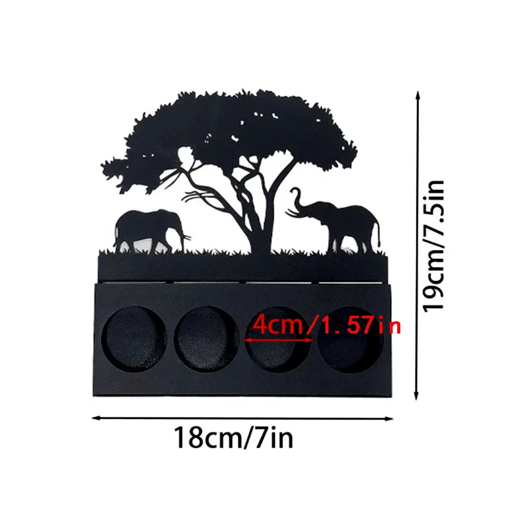 3D Animals Candle Container Silhouette Metal Iron Candlestick Holder Deer Elephant Giraffe Home Desktop Decor DIY Props Gift Kit