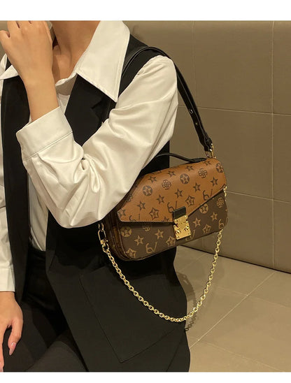 Light luxury brand women's handbag 2024 new autumn and winter high-end fashion designer mailman bag shoulder crossbody bag