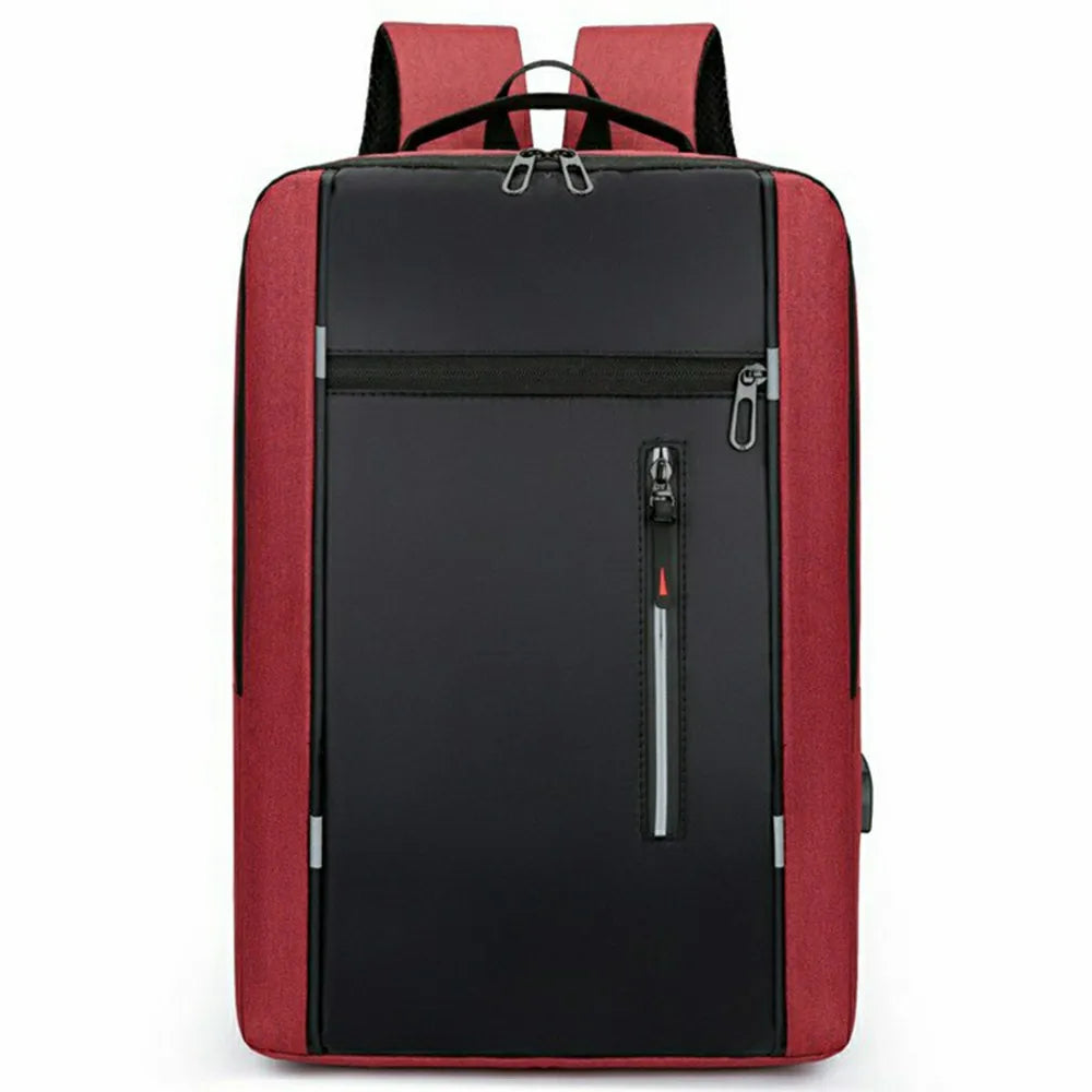 Business Laptop Backpack Men Travel Daypack Waterproof Oxford Cloth School Bag with USB Charging Port - Grey