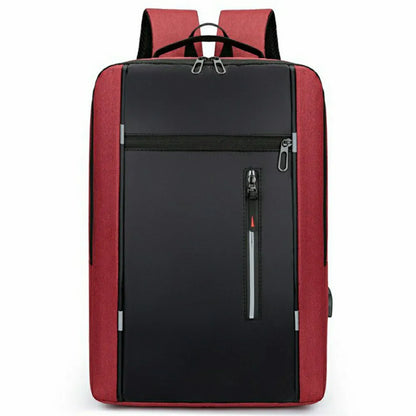 Business Laptop Backpack Men Travel Daypack Waterproof Oxford Cloth School Bag with USB Charging Port - Grey