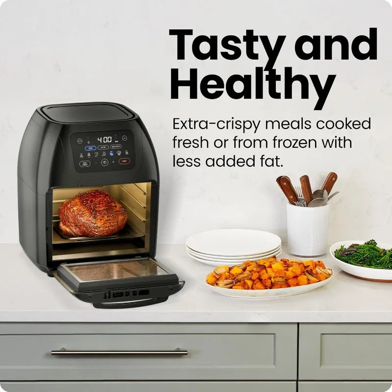 Multifunctional Digital Air Fryer+ Rotisserie, Dehydrator, Convection Oven, 17 Touch Screen Presets Fry, Roast, Dehydrate