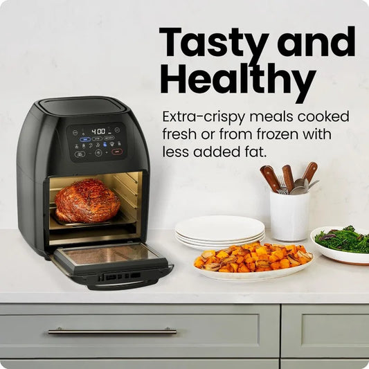 Multifunctional Digital Air Fryer+ Rotisserie, Dehydrator, Convection Oven, 17 Touch Screen Presets Fry, Roast, Dehydrate
