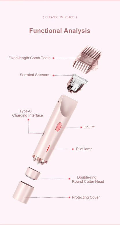Dual Head Hair Removal for Women Portable Float Blade R-shaped Head Wet Dry Use Waterproof Painless Facial Trimmer Body Epilator