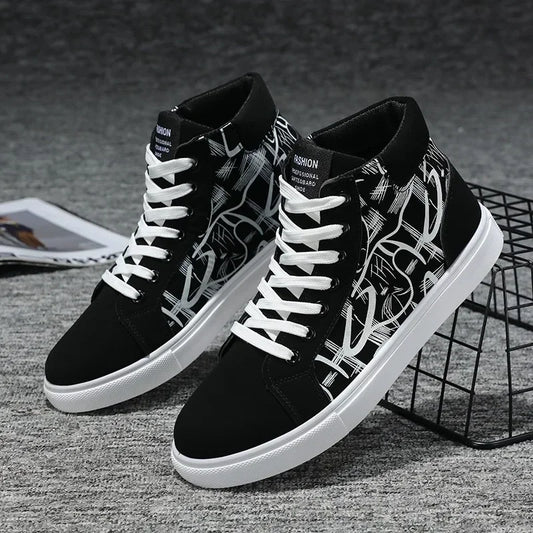 Men's Sneakers Fashion High Top Canvas Shoes Autumn New Casual Shoes for Men Lace Up Platform Vulcanized Shoes Big Size48 Tenis