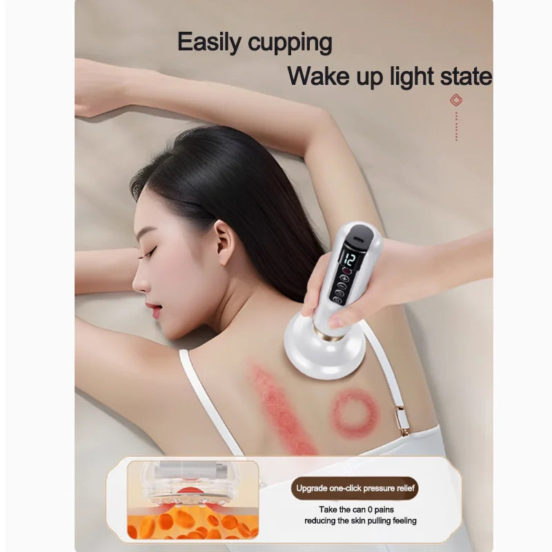 Smart vacuum cupping device electric breathing heating wireless negative pressure suction device meridian dredging massage devic