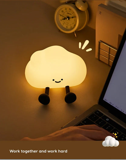 Cute Silicone Night Light Dimmable Nursery Sleeping Lamp Touch Control Nightlights USB Rechargeable Table Lamp For Baby Child