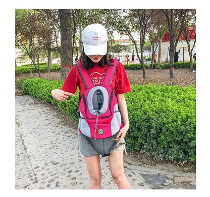 New Double Shoulder Portable Travel Backpack Outdoor Pet Dog Carrier Bag Pet Dog Front Bag Mesh Backpack
